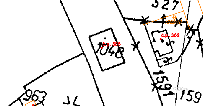 Vráž 385 na parcele st. 1048 v KÚ Vráž u Berouna, Katastrální mapa