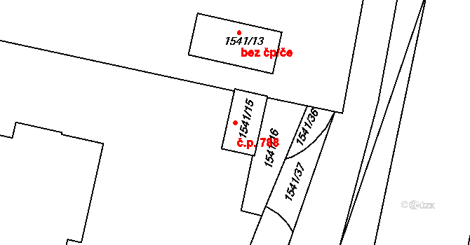 Miřetice u Klášterce nad Ohří 788, Klášterec nad Ohří na parcele st. 1541/15 v KÚ Miřetice u Klášterce nad Ohří, Katastrální mapa