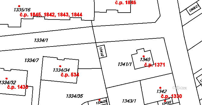 Praha 40399125 na parcele st. 1341/2 v KÚ Modřany, Katastrální mapa