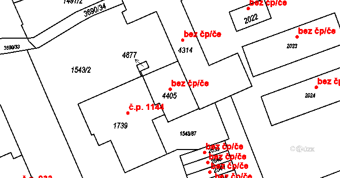 Rožnov pod Radhoštěm 42928125 na parcele st. 4405 v KÚ Rožnov pod Radhoštěm, Katastrální mapa