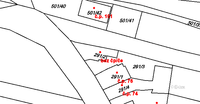 Špičky 44664125 na parcele st. 291/2 v KÚ Špičky, Katastrální mapa