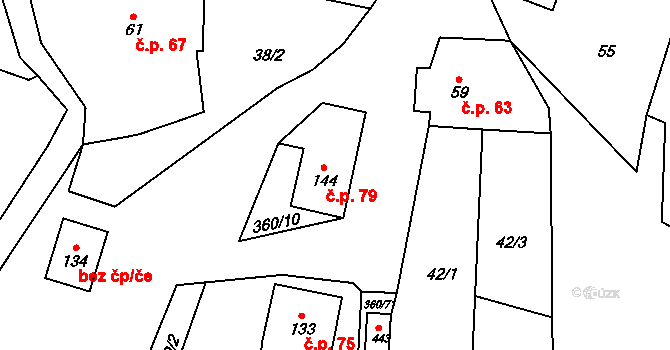 Prosetín 79 na parcele st. 144 v KÚ Prosetín u Hlinska, Katastrální mapa