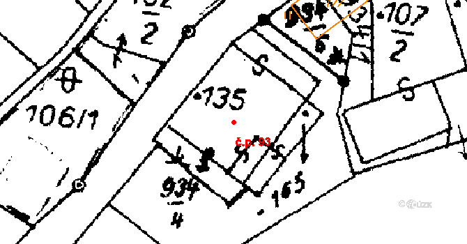 Heřmanice 93, Králíky na parcele st. 135 v KÚ Heřmanice u Králík, Katastrální mapa