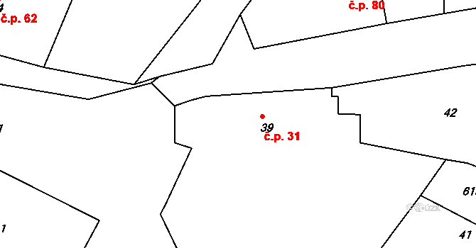 Korycany 31, Neratovice na parcele st. 39 v KÚ Korycany, Katastrální mapa