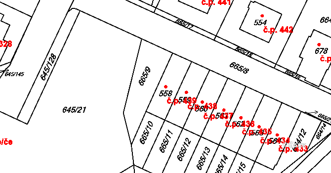 Krčín 439, Nové Město nad Metují na parcele st. 558 v KÚ Krčín, Katastrální mapa