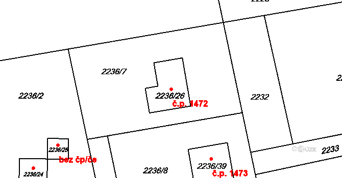 Lutyně 1472, Orlová na parcele st. 2236/26 v KÚ Horní Lutyně, Katastrální mapa