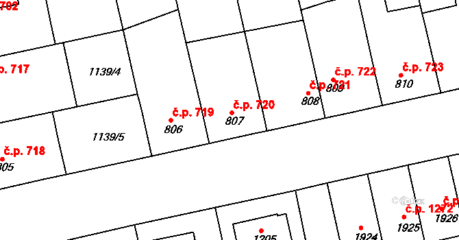 Humpolec 720 na parcele st. 807 v KÚ Humpolec, Katastrální mapa