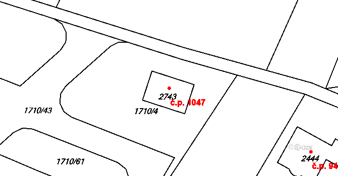 Heřmanův Městec 1047 na parcele st. 2743 v KÚ Heřmanův Městec, Katastrální mapa