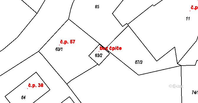 Ježovy 96152125 na parcele st. 63/2 v KÚ Ježovy, Katastrální mapa