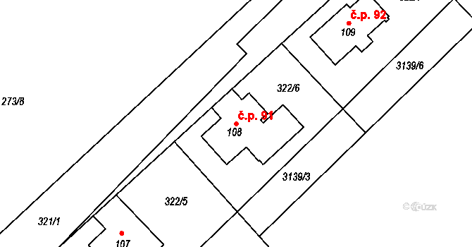 Dlouhá Ves 91, Rychnov nad Kněžnou na parcele st. 108 v KÚ Dlouhá Ves u Rychnova nad Kněžnou, Katastrální mapa