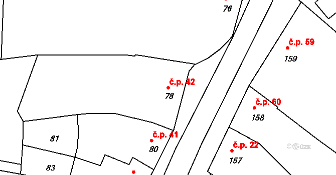 Postoupky 42, Kroměříž na parcele st. 78 v KÚ Postoupky, Katastrální mapa