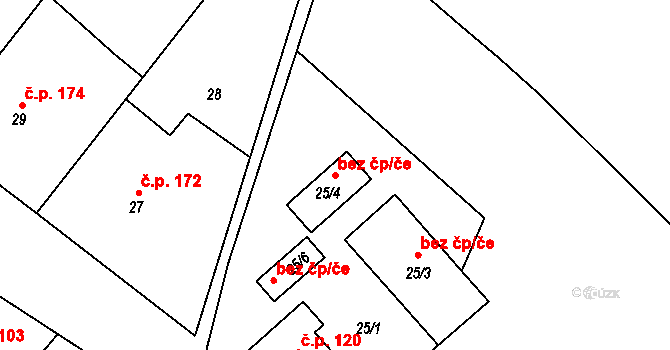 Choryně 107609126 na parcele st. 25/4 v KÚ Choryně, Katastrální mapa