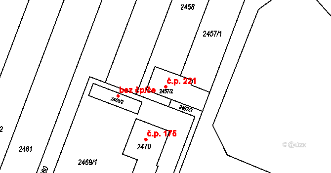 Lechovice 221 na parcele st. 2457/2 v KÚ Lechovice, Katastrální mapa