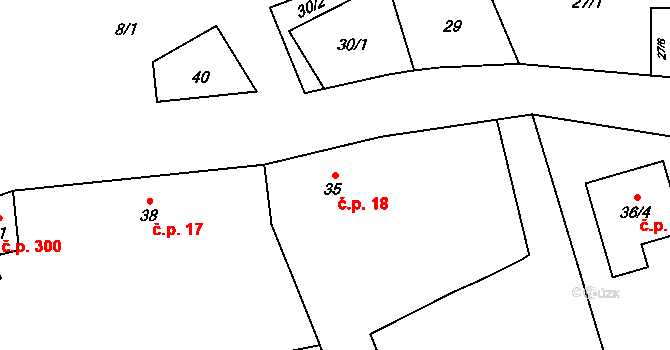 Přerov VI-Újezdec 18, Přerov na parcele st. 35 v KÚ Újezdec u Přerova, Katastrální mapa