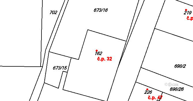 Oškobrh 32, Opolany na parcele st. 162 v KÚ Oškobrh, Katastrální mapa