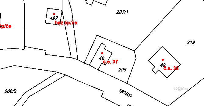 Horní Maxov 37, Lučany nad Nisou na parcele st. 46 v KÚ Horní Maxov, Katastrální mapa
