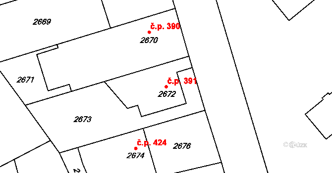 Vratimov 391 na parcele st. 2672 v KÚ Vratimov, Katastrální mapa