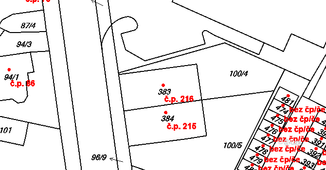 Horní Lomany 216, Františkovy Lázně na parcele st. 383 v KÚ Horní Lomany, Katastrální mapa