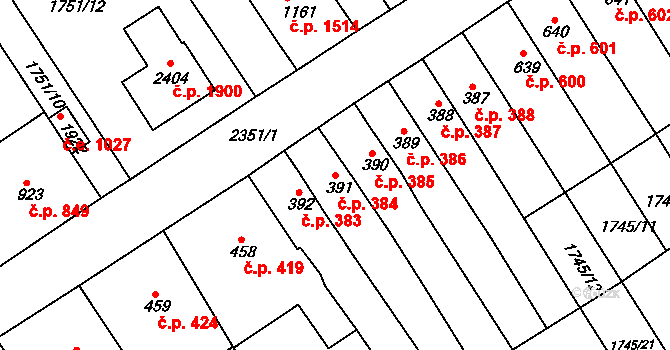 Tišnov 384 na parcele st. 391 v KÚ Tišnov, Katastrální mapa