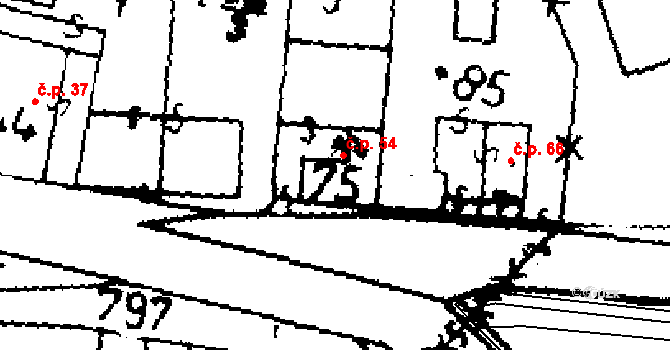 Třebíz 54 na parcele st. 75 v KÚ Třebíz, Katastrální mapa