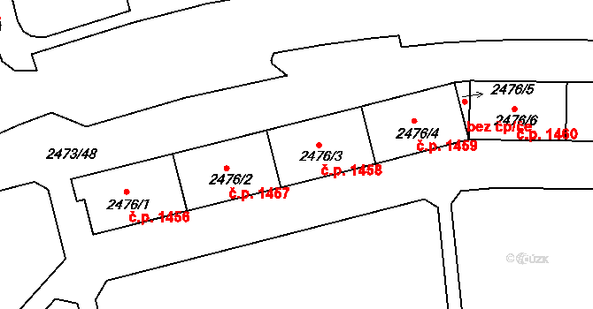 Tachov 1458 na parcele st. 2476/3 v KÚ Tachov, Katastrální mapa