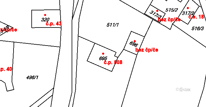 Skalice u České Lípy 508 na parcele st. 695 v KÚ Skalice u České Lípy, Katastrální mapa