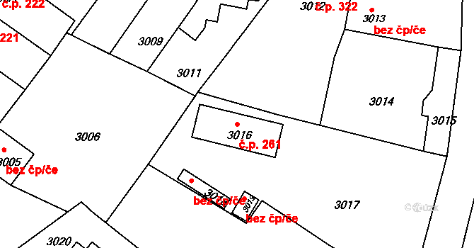 Mimoň I 261, Mimoň na parcele st. 3016 v KÚ Mimoň, Katastrální mapa