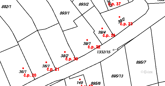 Heřmaň 22 na parcele st. 39/1 v KÚ Heřmaň u Českých Budějovic, Katastrální mapa
