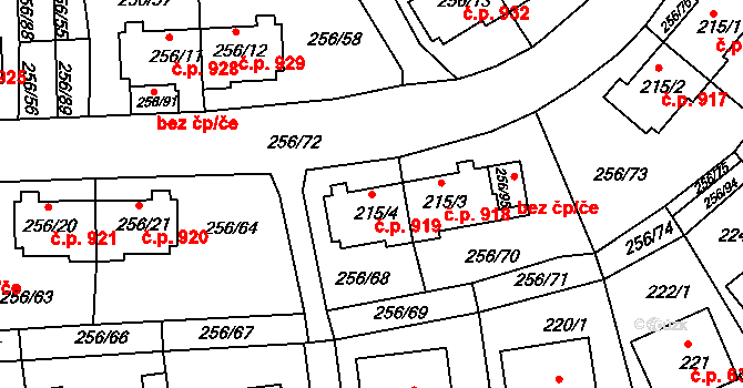 Klíše 919, Ústí nad Labem na parcele st. 215/4 v KÚ Klíše, Katastrální mapa