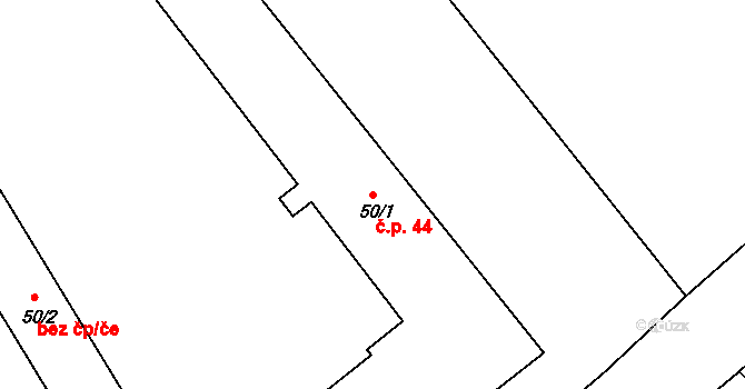 Střelskohoštická Lhota 44, Střelské Hoštice na parcele st. 50/1 v KÚ Střelskohoštická Lhota, Katastrální mapa
