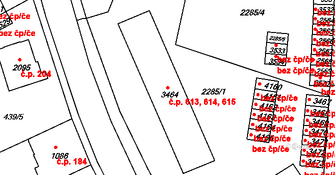 Chrudim II 613,614,615, Chrudim na parcele st. 3464 v KÚ Chrudim, Katastrální mapa