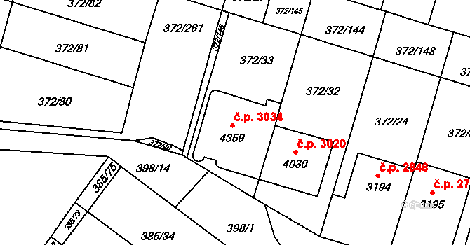 Břeclav 3034 na parcele st. 4359 v KÚ Břeclav, Katastrální mapa