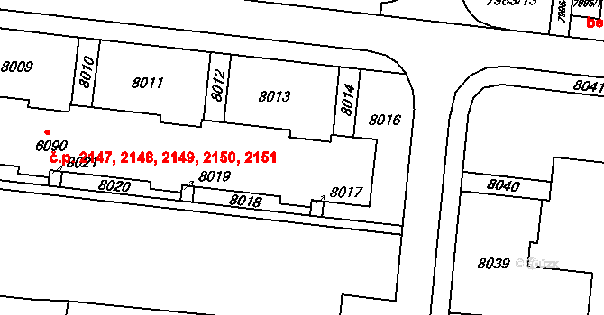 Líšeň 2147,2148,2149,2150,, Brno na parcele st. 6090 v KÚ Líšeň, Katastrální mapa
