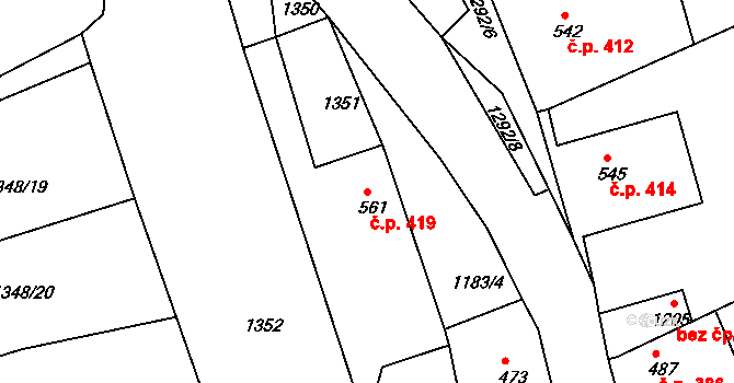Benešov nad Ploučnicí 419 na parcele st. 561 v KÚ Benešov nad Ploučnicí, Katastrální mapa