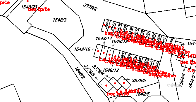 Pelhřimov 1003,1004 na parcele st. 1548/15 v KÚ Pelhřimov, Katastrální mapa