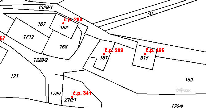 Kelč 298 na parcele st. 161 v KÚ Kelč-Staré Město, Katastrální mapa