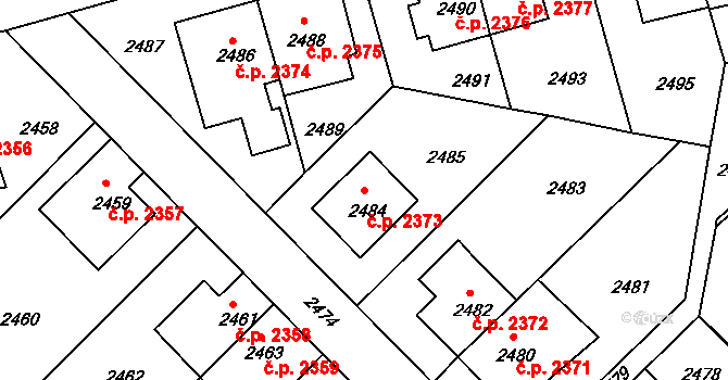 Žižkov 2373, Praha na parcele st. 2484 v KÚ Žižkov, Katastrální mapa