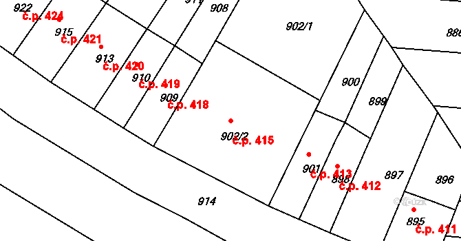 České Budějovice 6 415, České Budějovice na parcele st. 902/2 v KÚ České Budějovice 6, Katastrální mapa