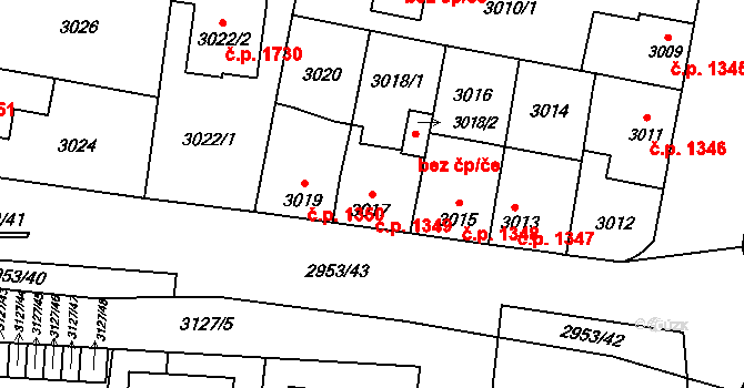 České Budějovice 7 1349, České Budějovice na parcele st. 3017 v KÚ České Budějovice 7, Katastrální mapa