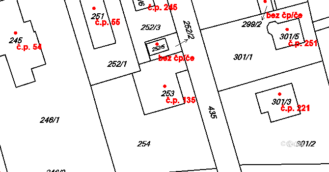 Liberec IX-Janův Důl 135, Liberec na parcele st. 253 v KÚ Janův Důl u Liberce, Katastrální mapa