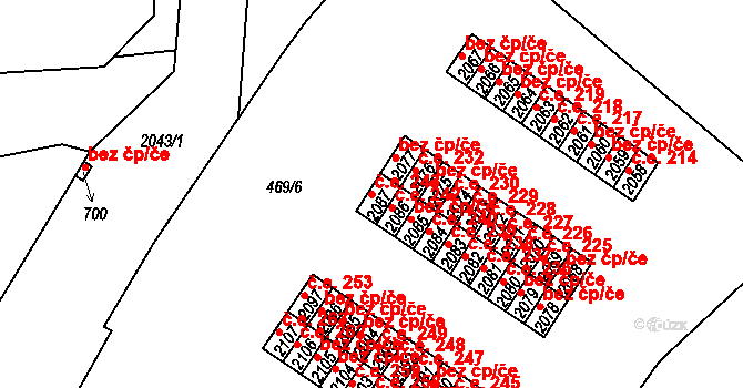 Slaný 243 na parcele st. 2087 v KÚ Slaný, Katastrální mapa