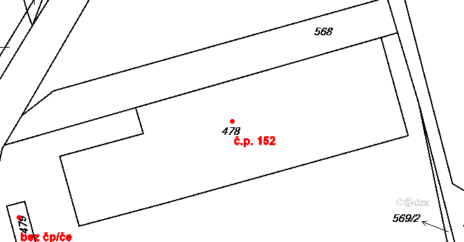 Lhota u Příbramě 152 na parcele st. 478 v KÚ Lhota u Příbramě, Katastrální mapa