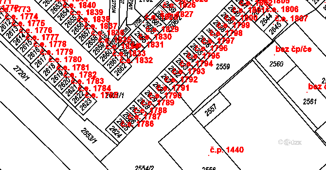 Město 1792, Havířov na parcele st. 2630 v KÚ Havířov-město, Katastrální mapa