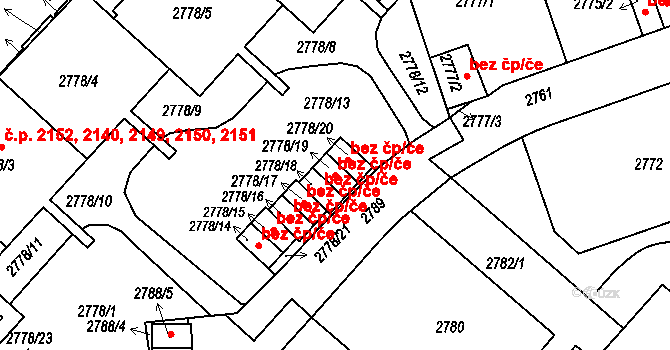 Praha 40367126 na parcele st. 2778/19 v KÚ Žižkov, Katastrální mapa