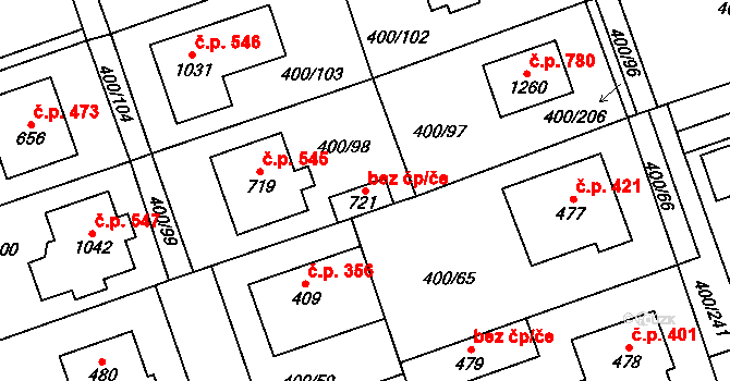 Horoměřice 43619126 na parcele st. 721 v KÚ Horoměřice, Katastrální mapa