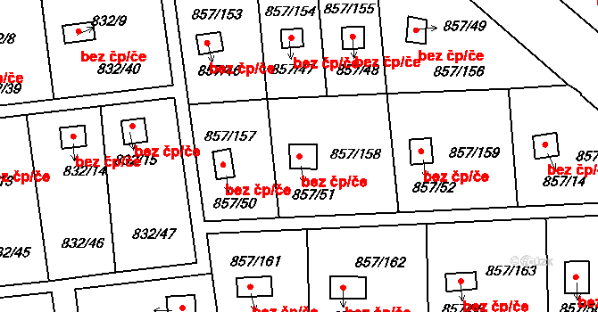 Teplice 45083126 na parcele st. 857/51 v KÚ Teplice-Řetenice, Katastrální mapa