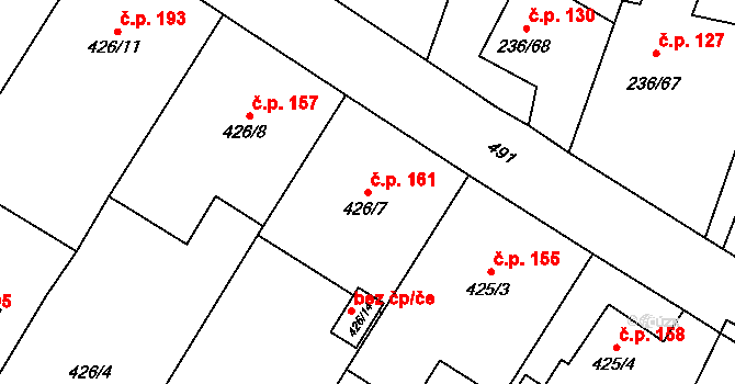 Bobrovníky 161, Hlučín na parcele st. 426/7 v KÚ Bobrovníky, Katastrální mapa