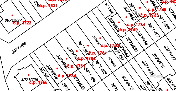 Hlučín 1751 na parcele st. 3071/660 v KÚ Hlučín, Katastrální mapa