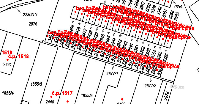 Písek 46217126 na parcele st. 5377 v KÚ Písek, Katastrální mapa