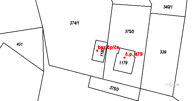 Třinec 46466126 na parcele st. 1180 v KÚ Oldřichovice u Třince, Katastrální mapa